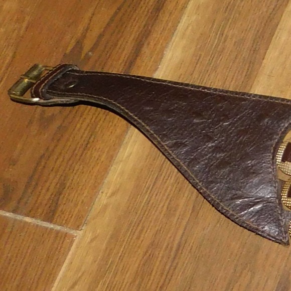 Dk Brown Leather Gold Conchos woven w/leather belt SM/MD - Picture 6 of 11